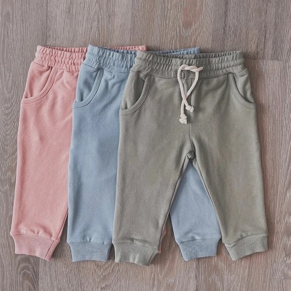 MINT | Blush Lotus organic french terry baby gender neutral jogger pants - Picture 2 of 2